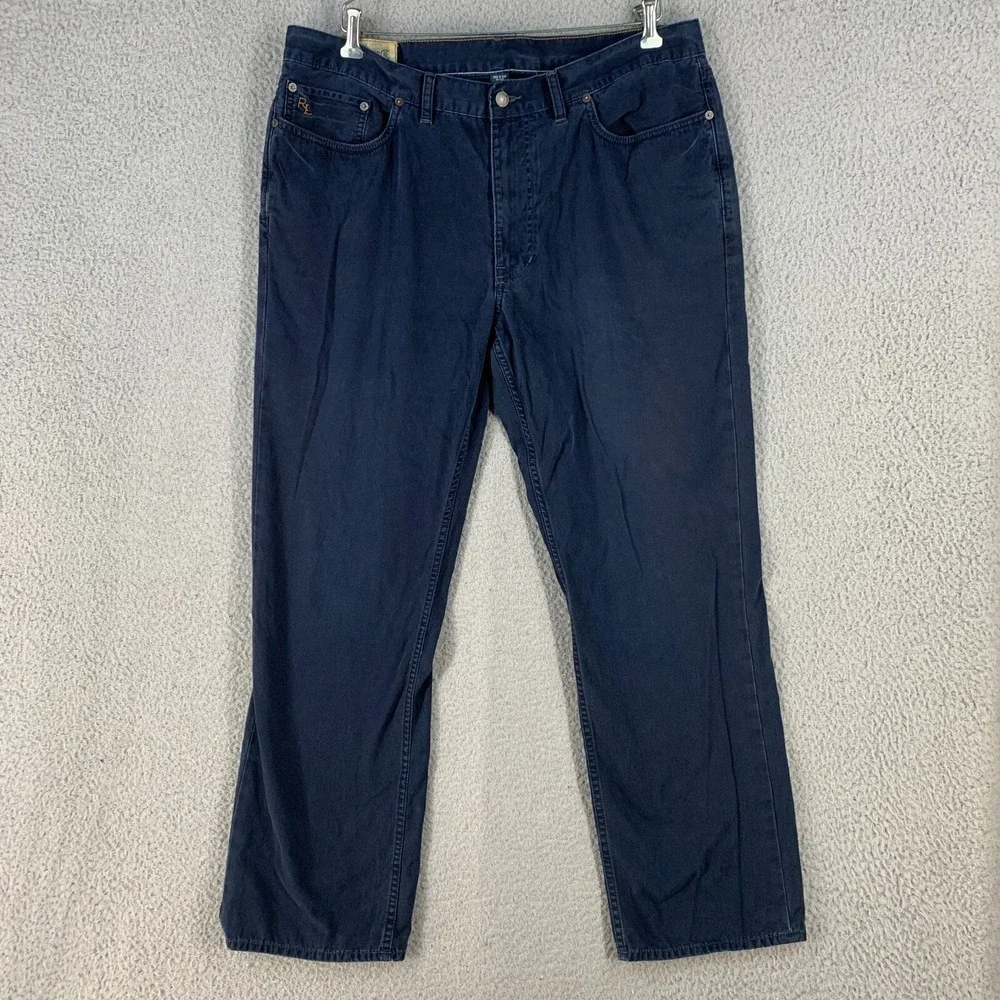 Vtg Polo Pants 38 650 Straight Navy‎ Blue Trouser Actual 37x30